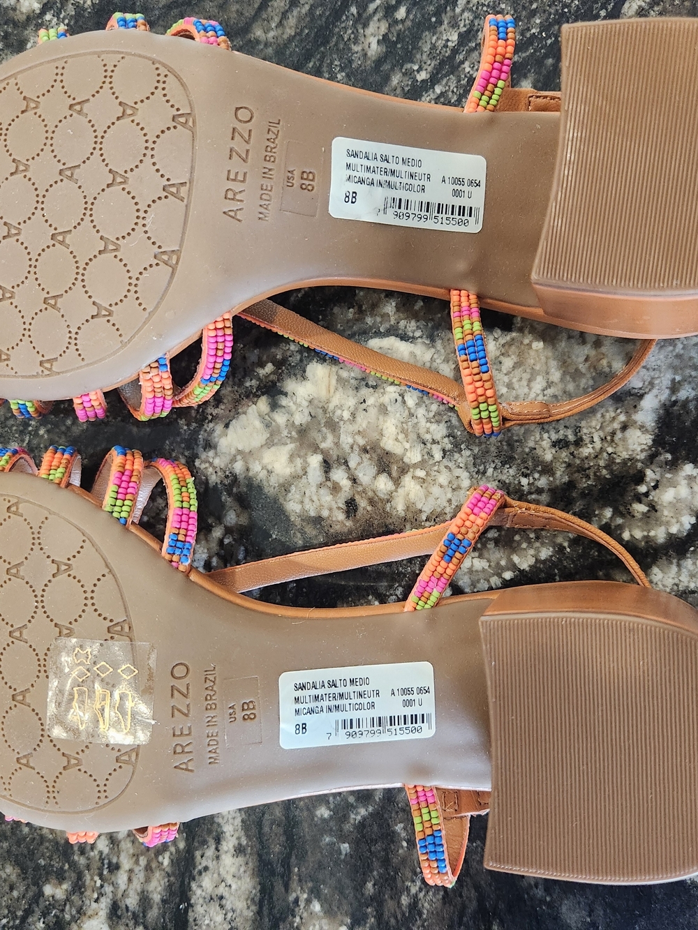 Arezzo Multicolor Beaded T-Strap Sandals - Tan - Picture 6 of 6